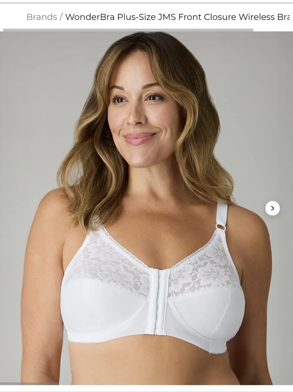 WonderBra Plus-Size JMS Front Closure Wireless Bra #W0906 White Size DD 46